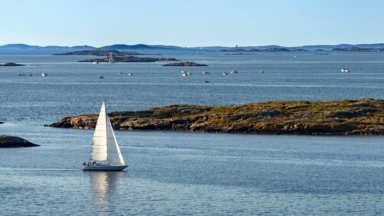 Segelbåt i den svenska skärgården på östkusten